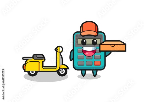 Character Illustration of calculator as a pizza deliveryman