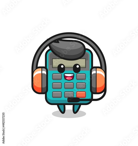 Cartoon mascot of calculator as a customer service