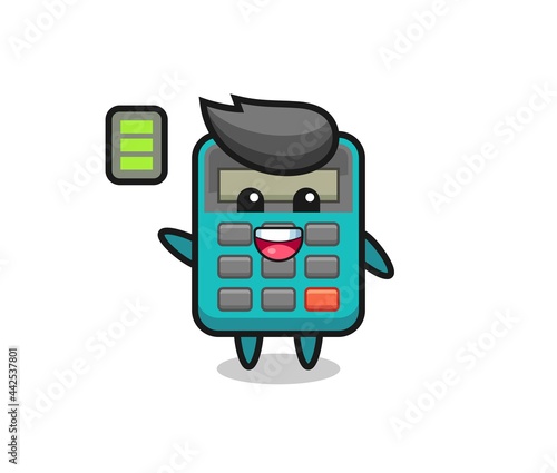 calculator mascot character with energetic gesture
