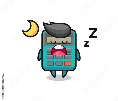 calculator character illustration sleeping at night
