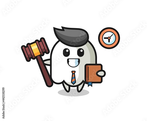 Mascot cartoon of ghost as a judge
