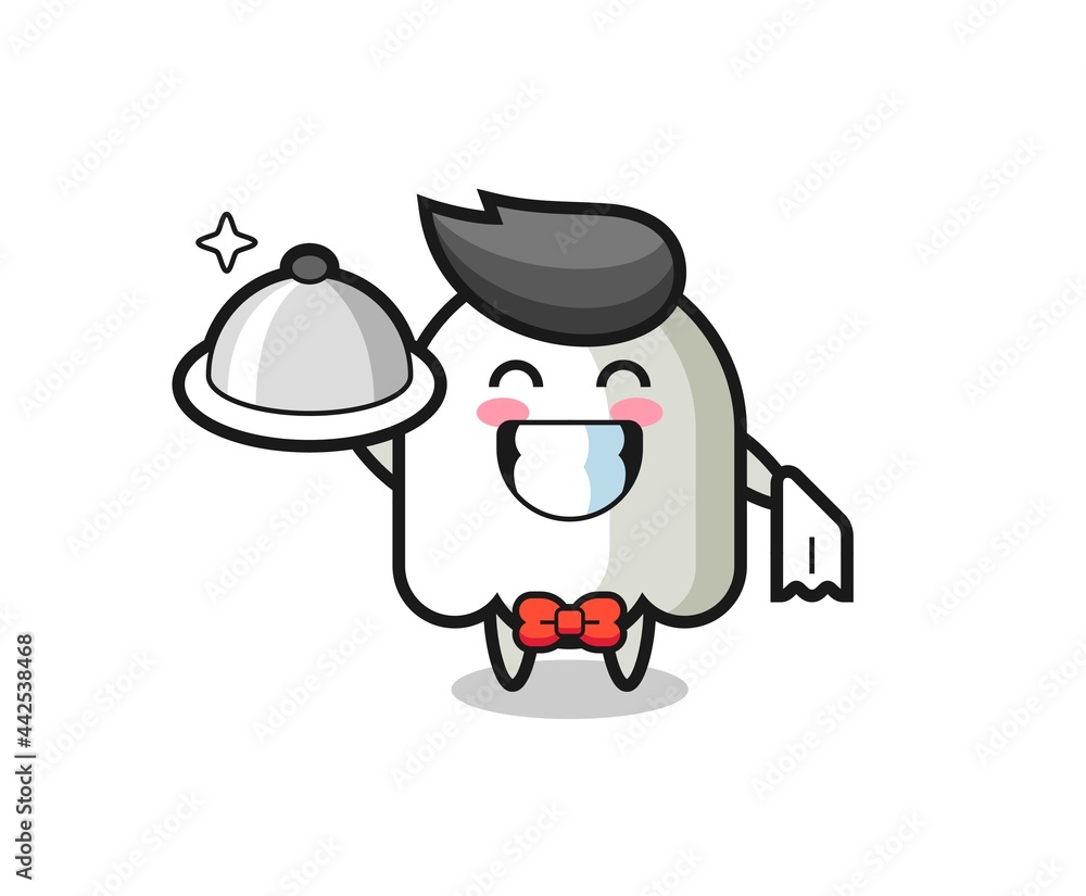 Character mascot of ghost as a waiters