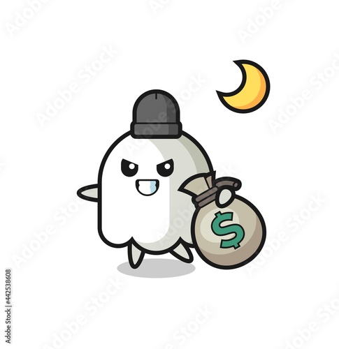 Illustration of ghost cartoon is stolen the money