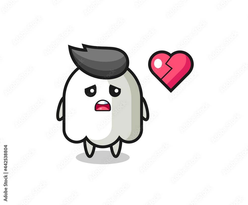 ghost cartoon illustration is broken heart Stock Vector | Adobe Stock