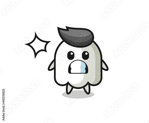 ghost character cartoon with shocked gesture