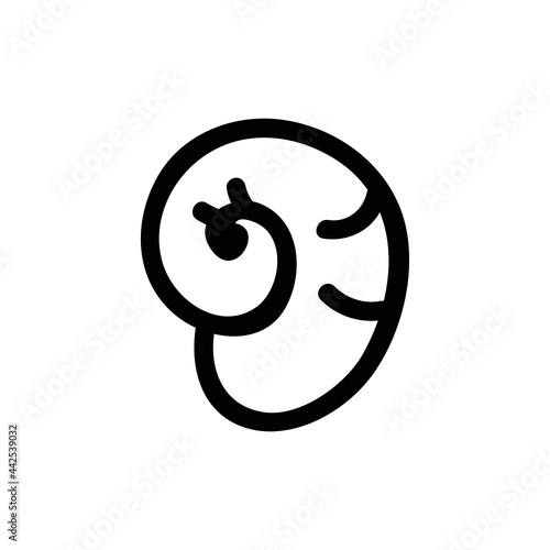 Single hand drawn shell. Doodle vector illustration. Isolated on a white background.