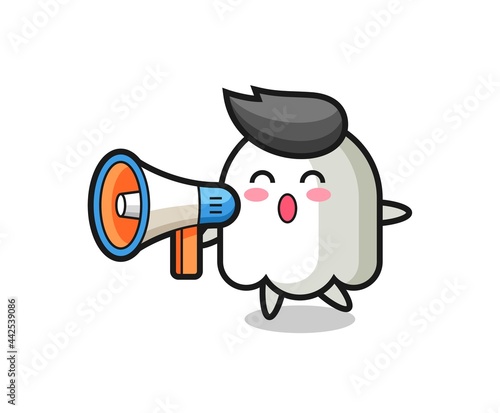 ghost character illustration holding a megaphone