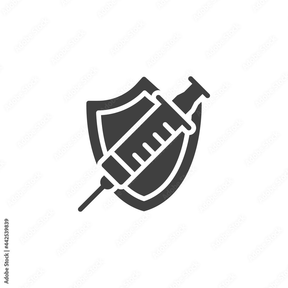 Vaccination protection shield vector icon Vaccination protection shield vector icon