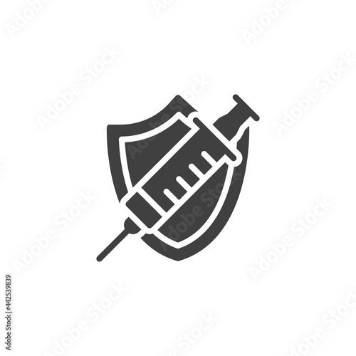 Vaccination protection shield vector icon