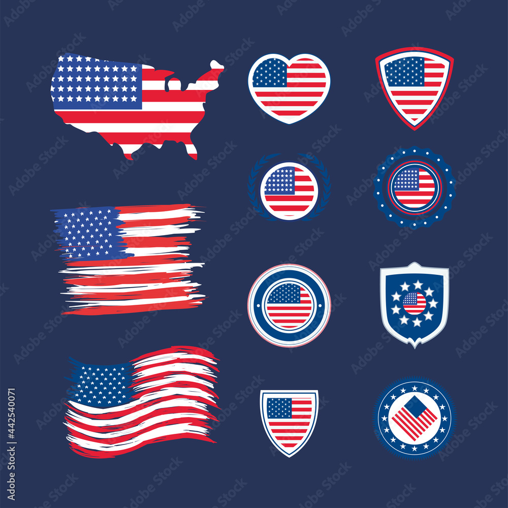 eleven usa flag icons