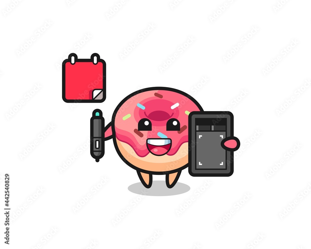 Illustration of doughnut mascot as a graphic designer