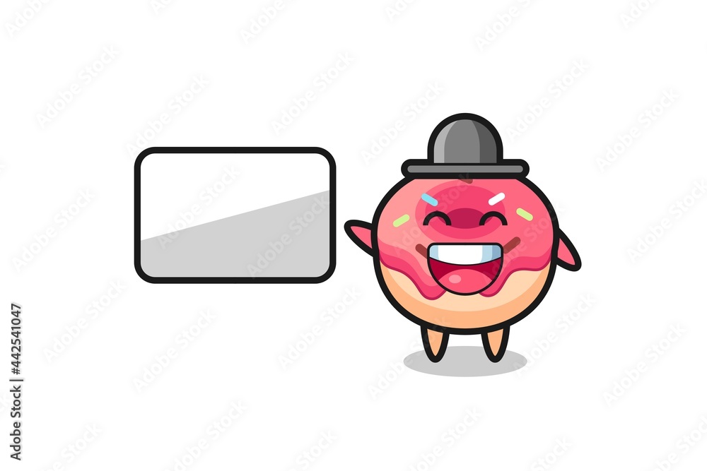 Fototapeta premium doughnut cartoon illustration doing a presentation