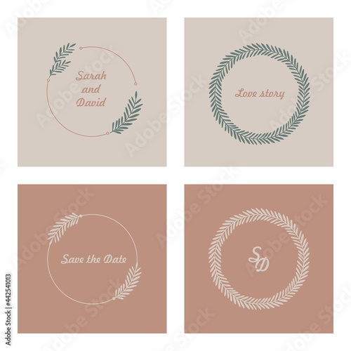 Fotografie Set of wreaths on colored backgrounds