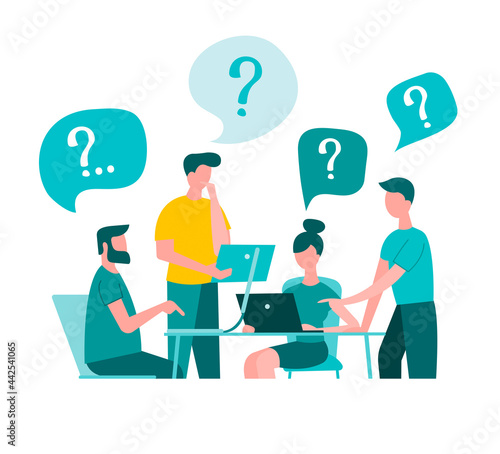 Teamwork in the office, problem solving Brainstorming