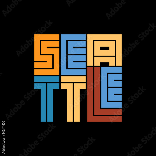 Seattle Typography poster. T-shirt fashion Design. Template for poster, print, banner, flyer.