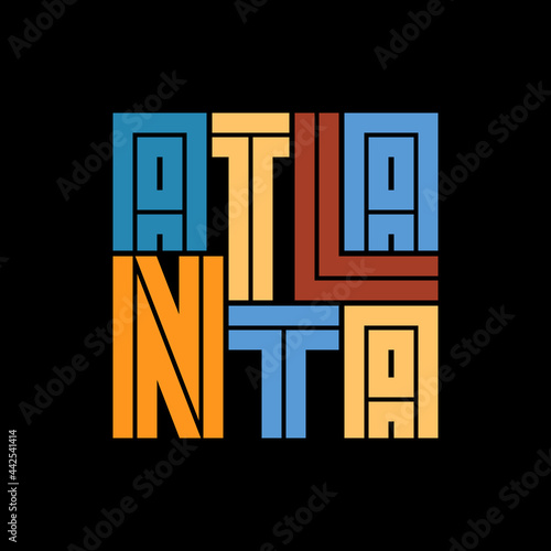 Atlanta Typography poster. T-shirt fashion Design. Template for poster, print, banner, flyer.