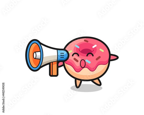 doughnut character illustration holding a megaphone