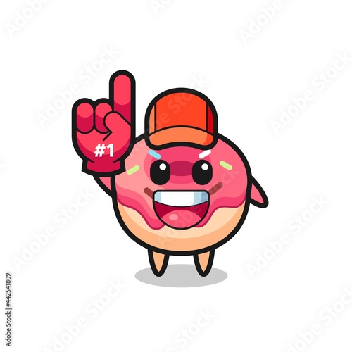 doughnut illustration cartoon with number 1 fans glove