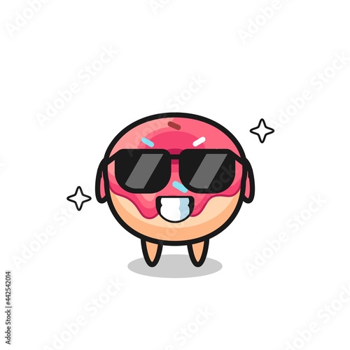 Cartoon mascot of doughnut with cool gesture