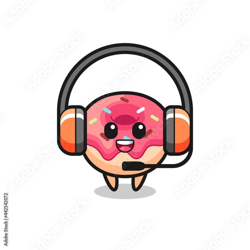 Cartoon mascot of doughnut as a customer service