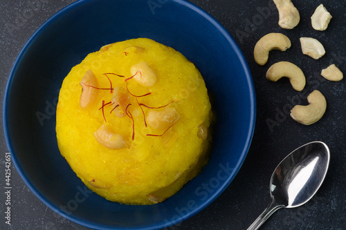 Pineapple Kesari also known as Pineapple Sheera is an Indian dessert photo