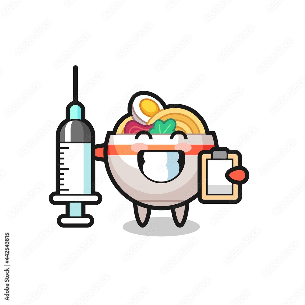 Mascot Illustration of noodle bowl as a doctor Mascot Illustration of noodle bowl as a doctor
