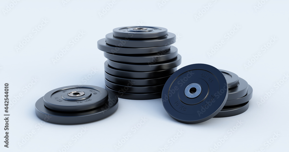 Weight for sport isolated on white background, Gym equipment, 3D render Weight for sport isolated on white background, Gym equipment, 3D render