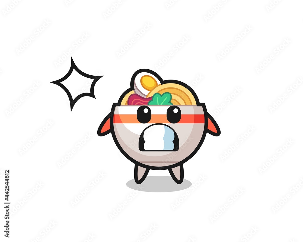 noodle bowl character cartoon with shocked gesture noodle bowl character cartoon with shocked gesture
