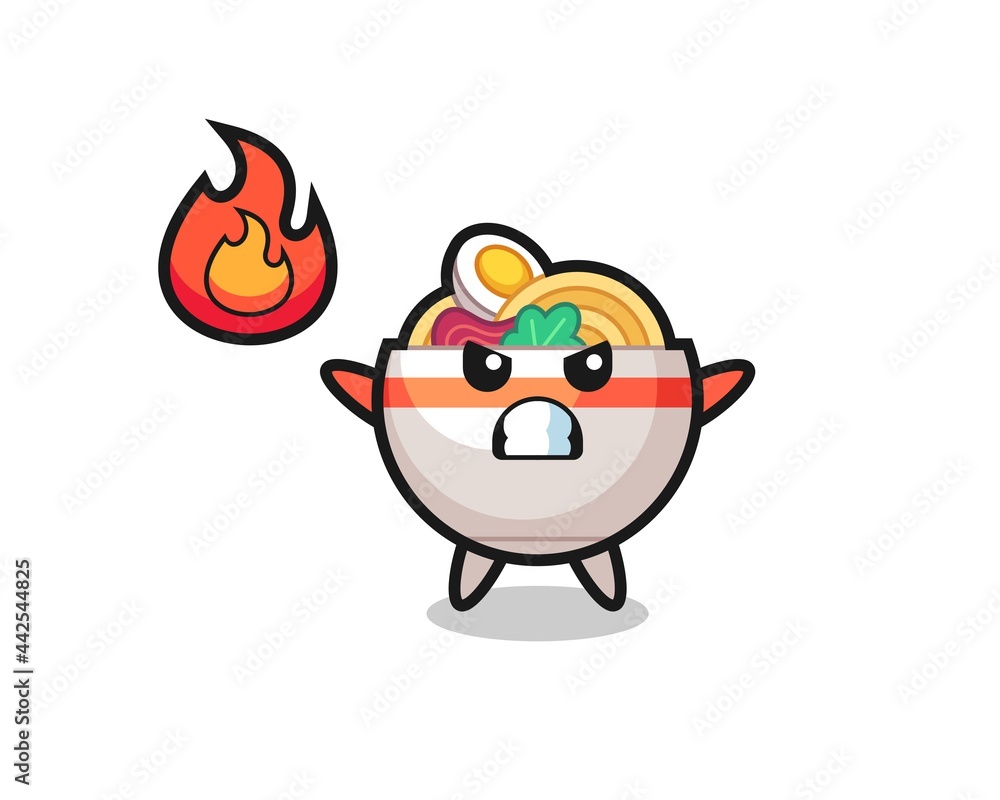 Fototapeta premium noodle bowl character cartoon with angry gesture