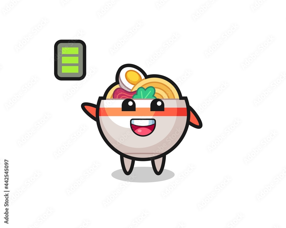 Fototapeta premium noodle bowl mascot character with energetic gesture