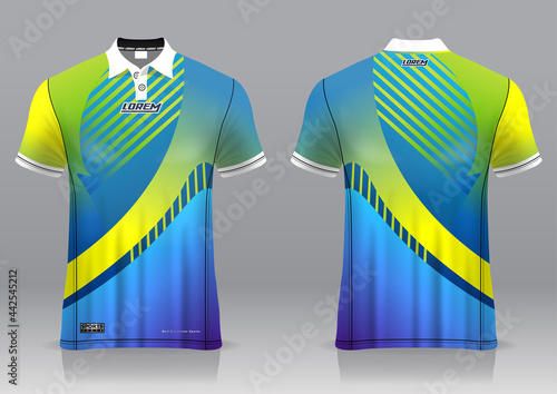 polo shirt jersey uniform design, can be used for golf, badmintonin front view, back view. jersey mockup Vector, design premium very simple and easy to customize