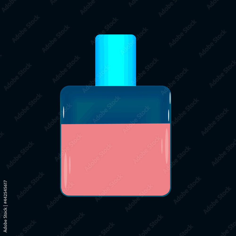 Perfume bottle isolated on a dark background. Vector illustration Perfume bottle isolated on a dark background. Vector illustration