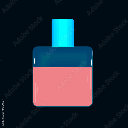 Perfume bottle isolated on a dark background. Vector illustration