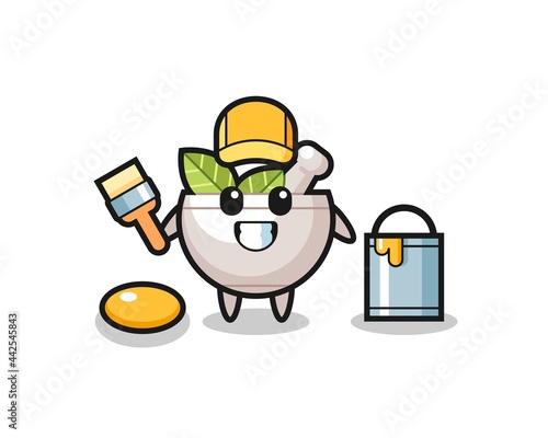 Character Illustration of herbal bowl as a painter