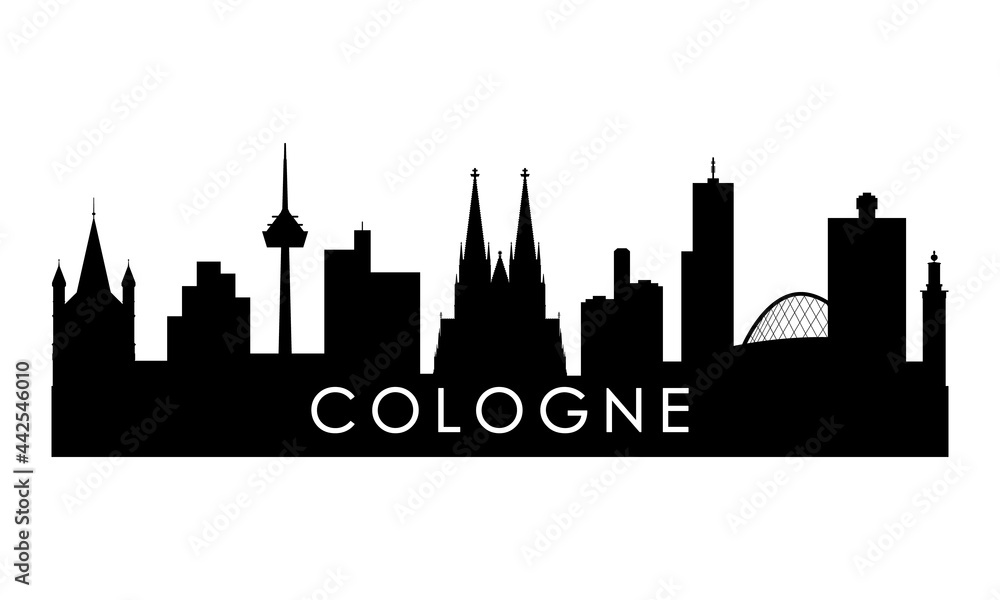 Cologne skyline silhouette. Black Cologne city design isolated on white background.