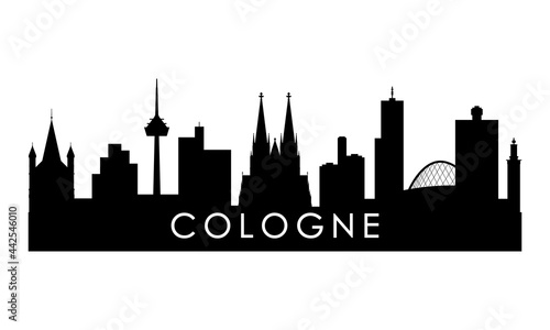 Cologne skyline silhouette. Black Cologne city design isolated on white background.