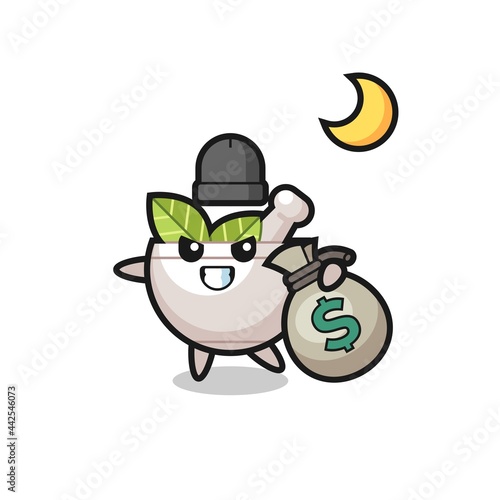 Illustration of herbal bowl cartoon is stolen the money