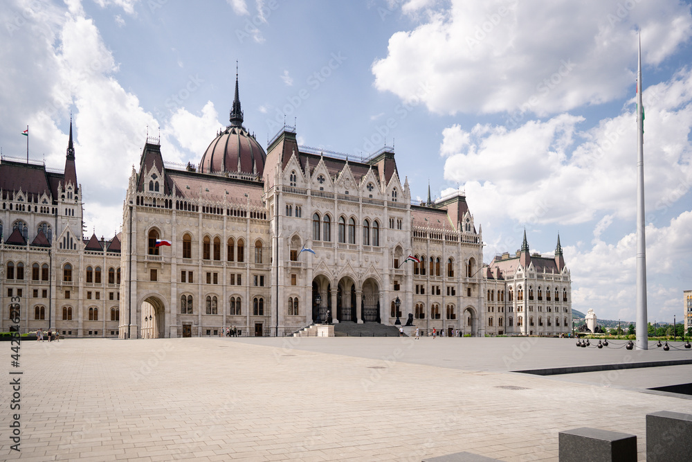 The square in front of the parliament in the capital of Hungary, the city of Budapest.