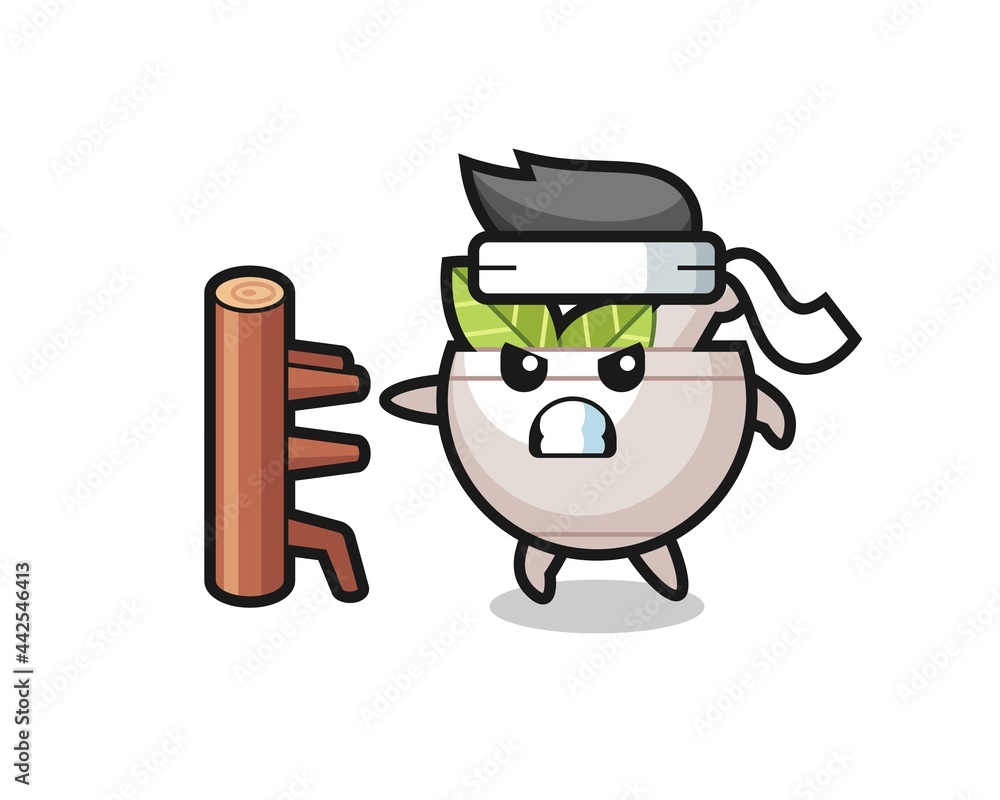 herbal bowl cartoon illustration as a karate fighter herbal bowl cartoon illustration as a karate fighter