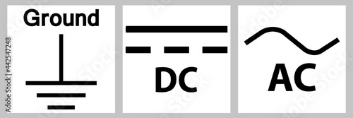 Protective Earth Ground,DC,AC circuit power Symbol Sign photo