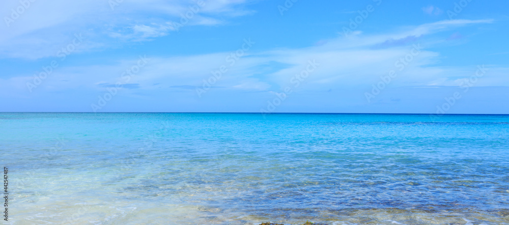 Obraz premium Beautiful caribbean sea and blue sky .Summer ocean landscape as background.