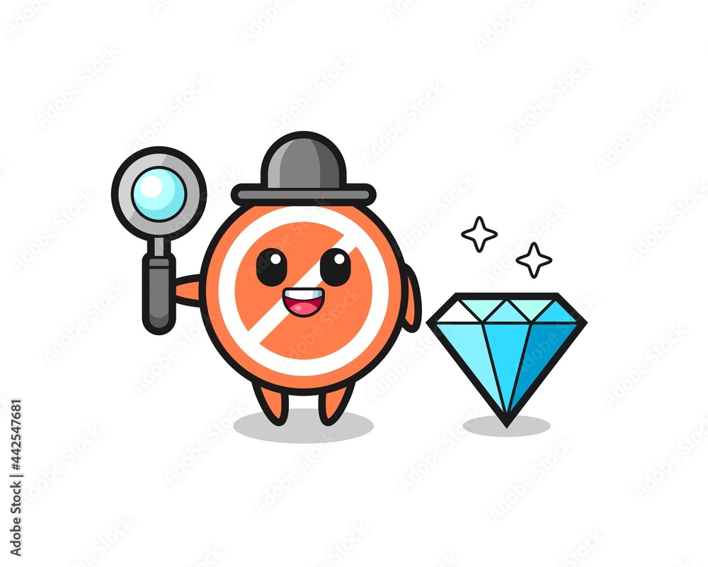 Illustration of stop sign character with a diamond Illustration of stop sign character with a diamond