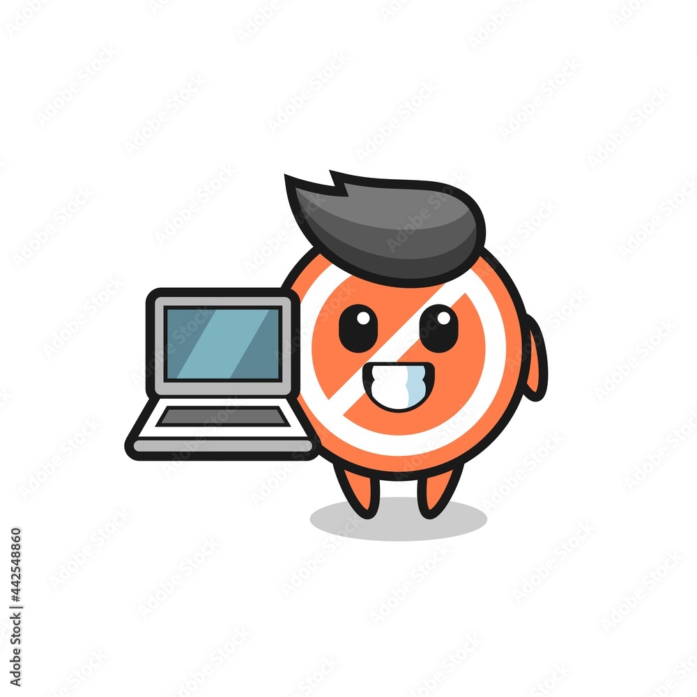 Mascot Illustration of stop sign with a laptop Mascot Illustration of stop sign with a laptop