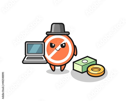 Mascot Illustration of stop sign as a hacker
