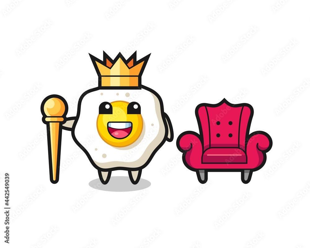 Mascot cartoon of fried egg as a king Mascot cartoon of fried egg as a king