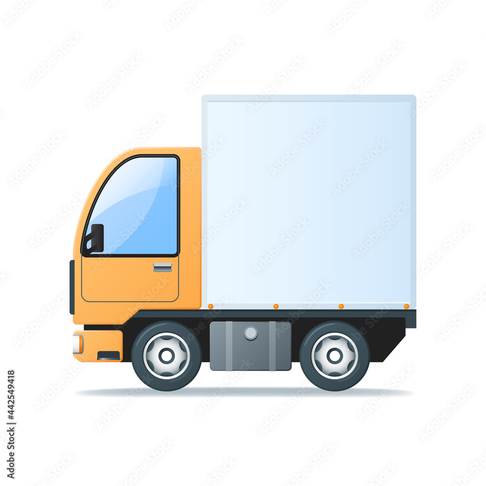 Delivery truck icon on white background. Web vector illustrations in 3D style