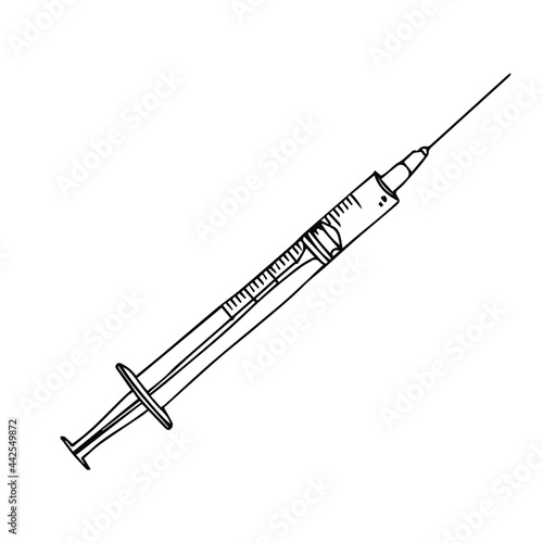 Hand drawn illustrations on the theme of virus, pandemic, vaccination. Vector doodles isolated on white background for your design