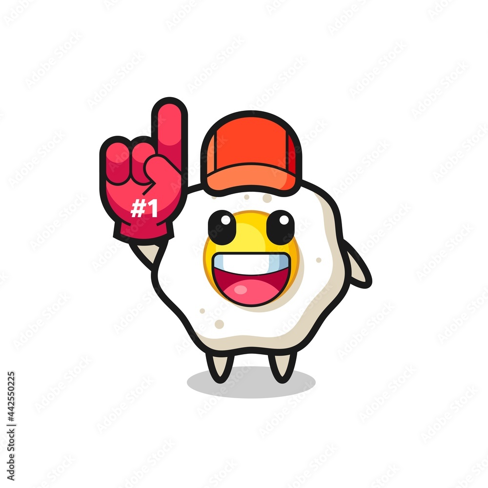 fried egg illustration cartoon with number 1 fans glove fried egg illustration cartoon with number 1 fans glove