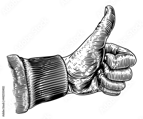 Thumb Up Sign Hand Retro Vi...