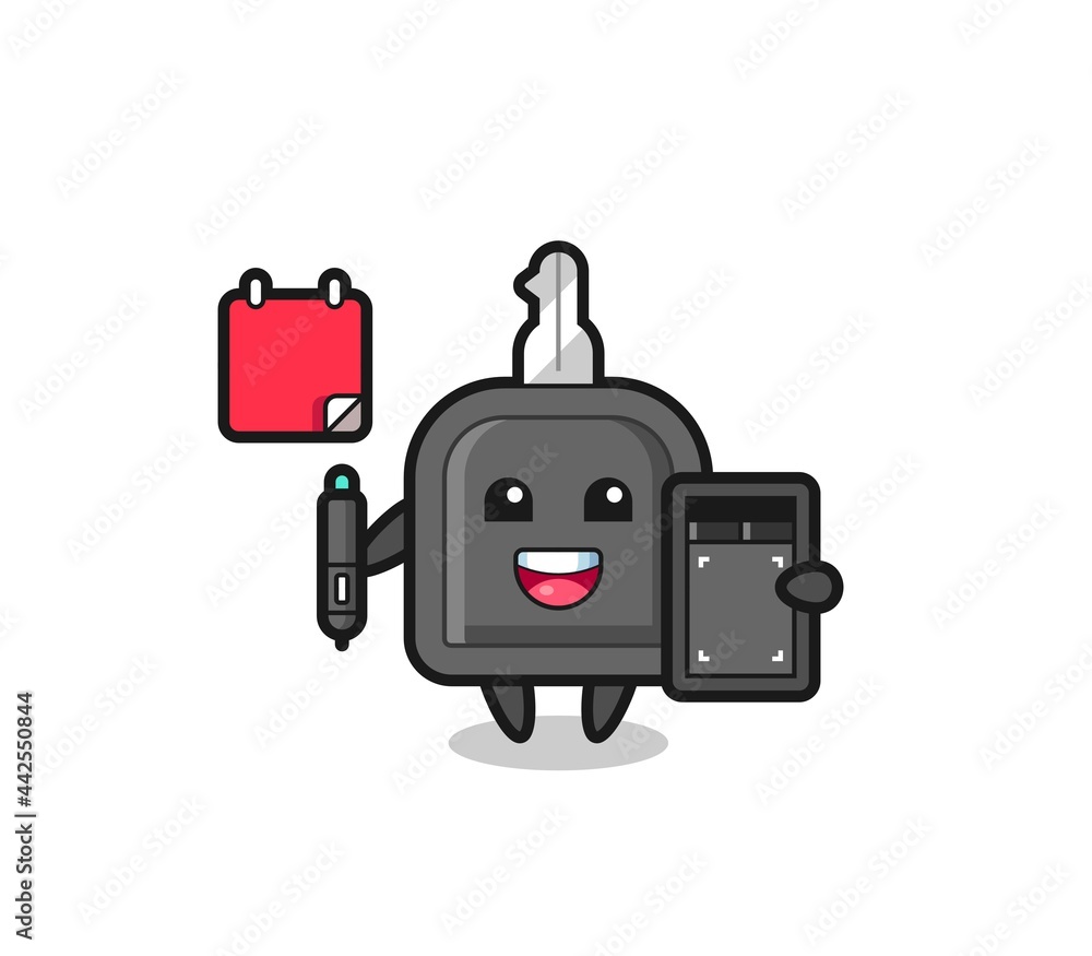Illustration of car key mascot as a graphic designer Illustration of car key mascot as a graphic designer